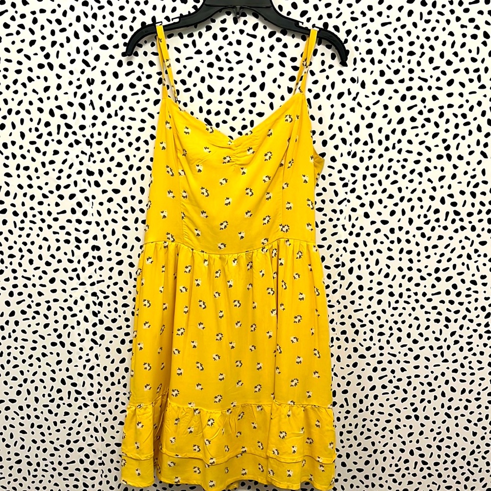 YELLOW FLOWY MINI DRESS WITH TIE BACK *WORN 3 TIMES
